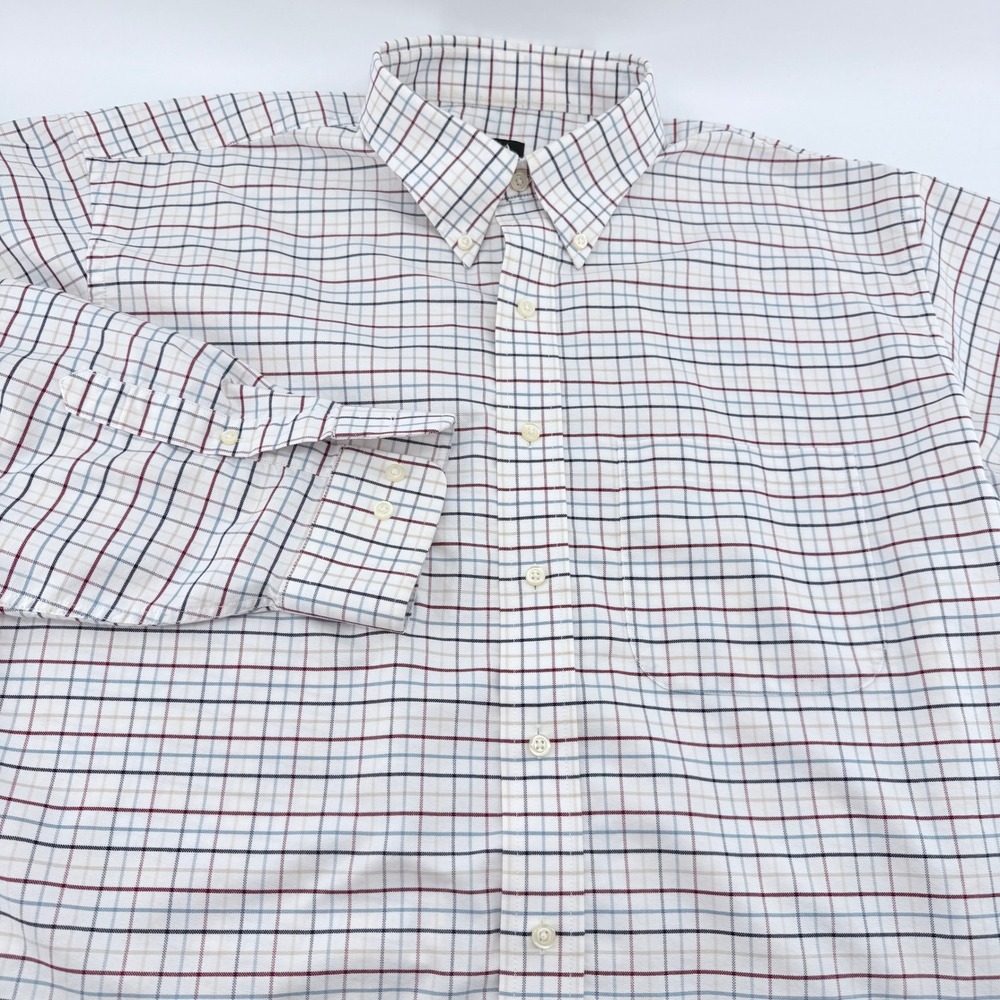 Jos. A. Bank Travelers Collection Shirt Mens XL Tattersall Check Cotton White